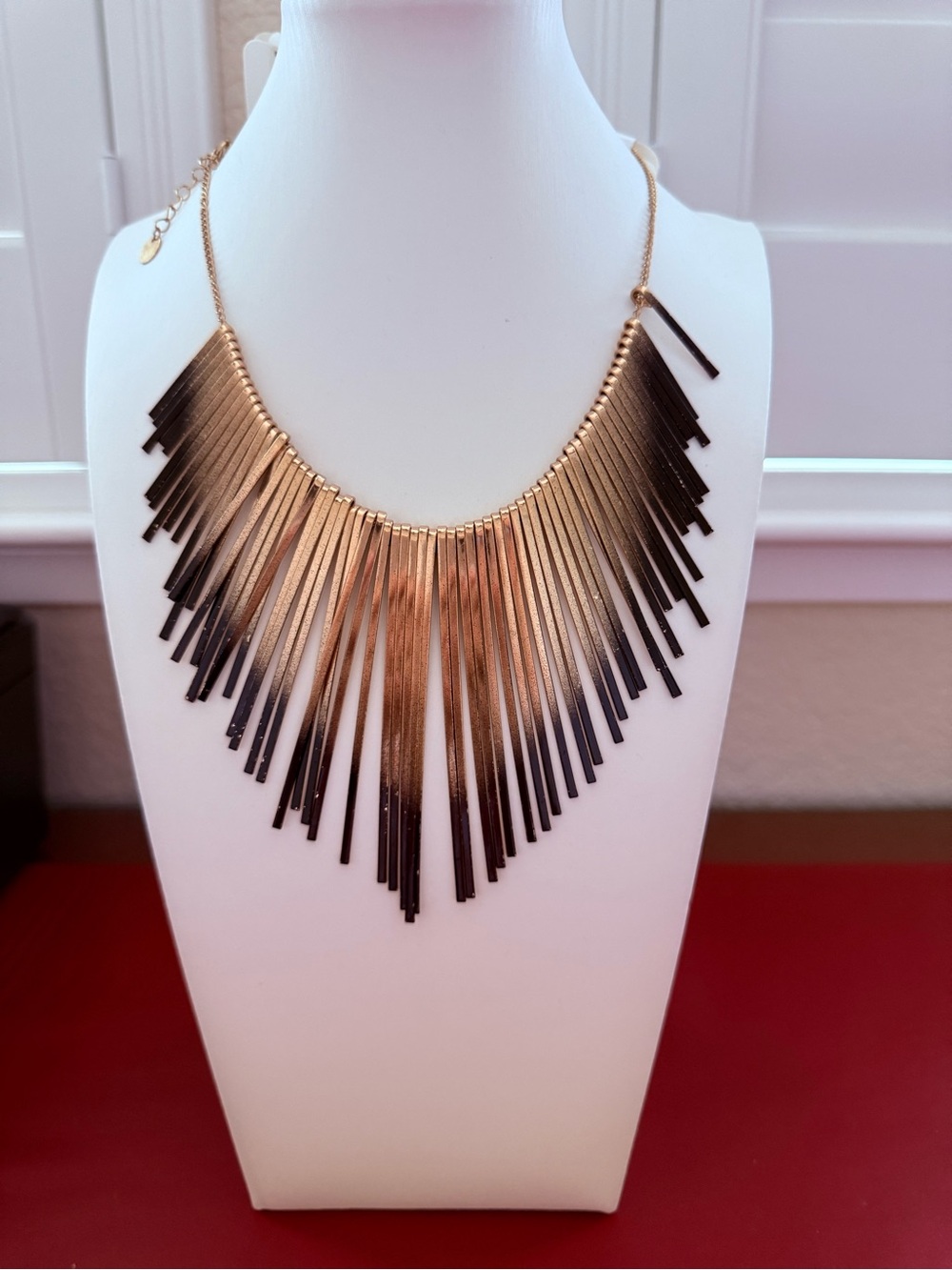 Icing Gold and Black Layered Fringe Spike Necklace NWT